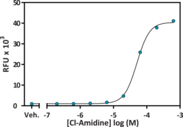 PAD2 is a guanidino-modifying enzyme that catalyzes the conversion of specific arginine residues to citrulline in a calcium-dependent manner. This enzyme has been implicated in several diseases