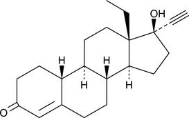 A synthetic progestin and the biologically active component of norgestrel; suppresses estrus and pregnancy in female cats at 60 μg/day; prevents uterine implantation of embryos in mice at 5 mg