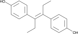 Diethylstilbestrol (DES) is a synthetic estrogen receptor agonist that was prescribed to pregnant women in the late 1930s. It was banned in 1971 because of possible links to increased risk of breast cancer in mothers along with congenital abnormalities and increased risk of cancer in offspring.{12906} DES is structurally related to