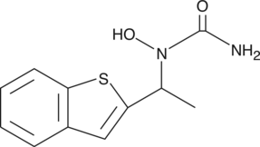 A reversible 5-LO inhibitor; inhibits 5-LO activity in RBL-1 cell supernatant (IC50 = 0.5 µM); inhibits LTB4 production induced by A23187 in purified human PMNLs (IC50 = 0.6 µM); prevents antigen challenge-induced increases in specific lung resistance in a sheep model of asthma at 4 to 8 hours post-challenge at 10 mg/kg