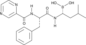 A dipeptide boronic acid derivative that reversibly inhibits the 20S proteasome (Ki = 0.6 nM); drives cell cycle arrest and apoptosis in cancer cell lines and has applications in multiple myeloma and certain lymphomas