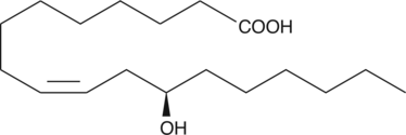 Ricinoleic acid is a naturally occurring 12-hydroxy fatty acid. It constitutes about 90% of the fatty acids in castor oil. Ricinoleic acid can serve as a substrate for the synthesis of conjugated linoleic acids. It is considered safe and non-toxic as a food constituent in humans