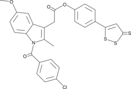 A hybrid molecule of an H2S donor and the NSAID indomethacin that does not cause gastric damage or promote leukocyte adherence to vascular endothelium