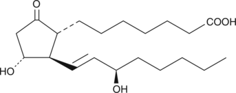 15(R)-PGE1 is the “unnatural” C-15 stereoisomer of PGE1. It is essentially inactive biologically when compared to PGE1.{1350} It is a non-competitive inhibitor of 15-hydroxy PGDH with an IC50 of 189 µM.{2274}