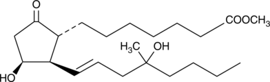 Misoprostol is a widely sold analog of PGE1 which has potent but relatively non-selective agonist activity with respect to the prostanoid EP receptor subgroup.{8322} Misoprostol has been used therapeutically for many years in humans for the treatment of gastric ulcer disease under the Searle tradename Cytotec.{2958} 11β-Misoprostol is one of several impurities which are possible in the production of commercial lots of bulk misoprostol