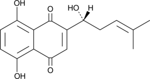 A naturally occurring naphthoquinine; increases glucose uptake by adipocytes and inhibits PTEN activity; inhibits glycolysis in cancer cells by inhibiting tumor-specific pyruvate kinase M2; inhibits leukocyte migration