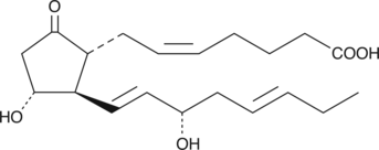 17-trans PGE3 is an isomer of PGE3 which could theoretically result from the COX metabolism of dietary trans-fatty acids.{5470} There are no published reports on the biological activity of this compound.