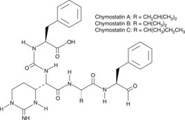 A potent inhibitor of chymotrypsin and chymase (Ki = 9.36 and 13.1 nM