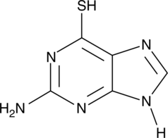 A thio analog of the purine base guanine that incorporates into DNA during replication