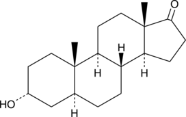 A steroid hormone produced in the body from 5α-reduced metabolites of dehydroepiandrosterone that possesses 7-fold weaker androgen potency compared to that of testosterone; excreted in urine and used as the international reference standard for androgenic activity