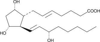 5-trans PGF2α is the more thermodynamically stable C-5 olefin isomer of PGF2α and is a common impurity in commercial lots of PGF2α. 5-trans PGF2α administered intravenously to anesthetized rabbits caused a substantial (ten-fold) increase in respiratory rate