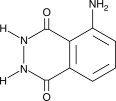 A cyclic diacyl hydrazide that exhibits chemiluminescence upon oxidation; HRP combined with H2O2 causes luminescent peroxidation of luminol; can also be oxidized