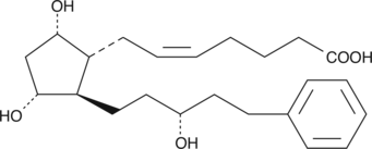 Latanoprost is an F-series PG analog which has been approved for use as an ocular hypotensive drug.{1107} Latanoprost is an isopropyl ester