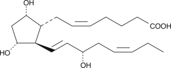 PGF3α is a COX product of EPA. The biosynthesis of PGF3α from EPA was demonstrated in vitro in human and rabbit ocular tissues.{1145} It has only 25% affinity at the ovine luteal FP receptor compared to PGF2α.{2058}