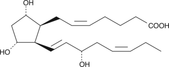 8-iso PGF3α is an isoprostane produced from the free-radical peroxidation of EPA. Little is known about the biological activity of 8-iso PGF3α. There is one report that it is inactive in a TP receptor mediated assay of human platelet shape change