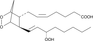 PGG2 is the first intermediate in the COX pathway which is stable enough to be isolated and characterized.{499} It is the C-15 hydroperoxide of PGH2. Under normal conditions