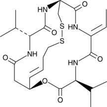 A natural bicyclic depsipeptide that selectively inhibits class I HDACs (IC50s = 53