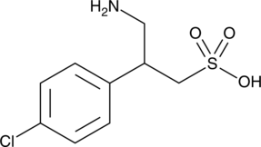 A sulfonic analog of GABA that acts as a competitive antagonist of the GABAB receptor (IC50 = 7.8 µM)