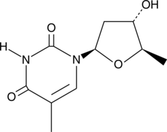 A form of thymidine in which the hydroxyl group on carbon 5 of ribose has been replaced with hydrogen and cannot be phosphorylated; competitively inhibits the cellular influx of thymidine