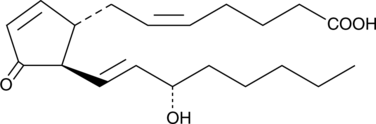 A dehydration product of PGD2 formed by the elimination of the C-9 hydroxyl group; inhibits platelet aggregation (IC50 ~ 5-10 nM); has antimitotic and antiproliferative effects on a variety of cultured normal cells and tumor cell lines