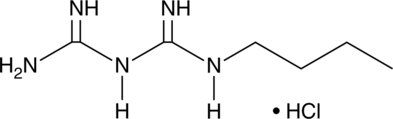 A biguanide that exhibits antihyperglycemic activity by increasing glucose utilization and inhibiting hepatic gluconeogenesis; inhibits the mitochondrial respiratory complex I and the mitochondrial ATP synthase; disrupts the unfolded protein response transcription program during glucose deprivation