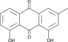 An anthraquinone with diverse biological activities; induces necrosis in J5 human liver cancer cells at 25