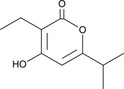 A pyranone antibiotic that acts as a reversible