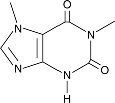 A PDE9 inhibitor and adenosine A1 and A2 receptor antagonist (Kis = 35 and 22 μM