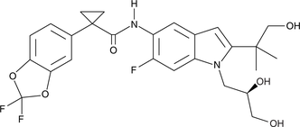 An investigational compound that promotes the maturation of Delta F508 mutants of CFTR