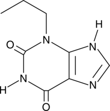 A xanthine derivative that antagonizes adenosine receptors (Kis = 44