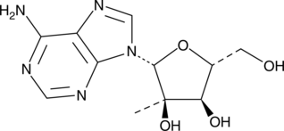 An adenosine analog; inhibits HCV replication in vitro (IC50 = 0.3 µM); converted intracellularly to adenosine triphosphate; inhibits growth of L. guyanensis in vitro (EC50 = 3 µM); eradicates L. guyanensis in vitro (10 µM)