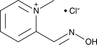 Reactivates AChE that has been deactivated by binding of organophosphates to its esteratic site; binds to the anionic site of AChE and displaces the phosphate from the esteratic site through formation of phosphate-pralidoxime conjugates; reactivates paraoxon- and diisopropyl fluorophosphate-inactivated human RBC AChE with IC50 shifts of 0.3 and 0.8 nM per μM of pralidoxime