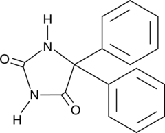 A hydantoin anticonvulsant; inhibits voltage-gated sodium channels in a voltage-dependent manner; suppresses the persistent sodium current in a dose-dependent manner (10-100 μM) in neurons isolated from rat neocortex; reduces seizure frequency and duration by 46 and approximately 20%