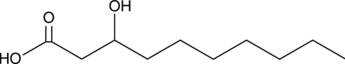 A hydroxy fatty acid; predominant monomer in PHA polymers produced by P. putida CA-3; present in LPS from the H. pylori strain SS1 and in the lipid A component of clinical isolates of P. aeruginosa isolated from patients with cystic fibrosis; inhibits mitotic progression of O. virens pollens via impairment of plasma membrane function; induces a reversible shape change of the membrane crenation in human erythrocytes