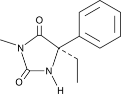 The (R) enantiomer of mephenytoin; can be demethylated by CYP2C9 to form the active metabolite 5-ethyl-5-phenylhydantoin (nirvanol); the ratio of (S)- to (R)-mephenytoin in urine following administration of the racemic mixture has been used to detect polymorphisms in drug metabolism by CYP2C19