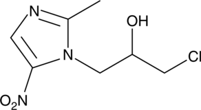 A 5-nitroimidazole derivative with antibacterial and antiprotozoal activities; inhibits the growth of clinical isolates of B. fragilis (MICs = 0.5-5 μM) and various anaerobic bacteria from Giardia isolates (IC50s = 0.01-0.47 μg/ml); oral administration reduces T. vaginalis and T. foetus infection in mice and E. histolytica infection in rats (CD50s = 37