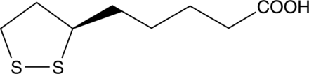 A cyclic disulfide antioxidant; acts as a cofactor in 2-oxo dehydrogenase complex reactions and is reduced to DHLA; decreases serum levels of MDA and increases the activity of SOD and T-AOC in a mouse model of D-galactose-induced accelerated senescence at 100 mg/kg per day; reduces the escape latency in the Morris water maze compared to both D-galactose and vehicle control groups and rescues decreases in neural progenitor cell proliferation in the hippocampal dentate gyrus at 100 mg/kg per day