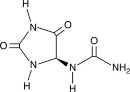 A product of purine and uric acid metabolism; Urinary levels of allantoin are increased in APP/tau mice prior to the onset of Alzheimer’s disease symptoms but not during the early/middle stage of the disease