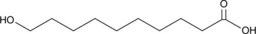 A hydroxy fatty acid and a major component of worker bee mandibular blend pheromones; reduces LPS-induced nitric oxide production in RAW 264.7 cells at 5 mM