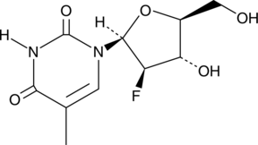 A β-L-nucleoside analog of thymidine that has antiviral activity; active against HBV in in HepG2/2.15 cells (EC50 = 0.1 µM); reduces virion DNA in the culture supernatant of primary hepatocytes isolated from a duckling model of chronic HBV infection from 0.01-10 µM; reduces serum viral load in a woodchuck model of chronic HBV infection at 3 and 10 mg/kg