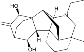 An alkaloid with antiarrhythmic activities; prevents aconitine-induced arrhythmias in rats and increases survival in a rat model of calcium chloride-induced arrhythmias at 50 and 100 mg/kg