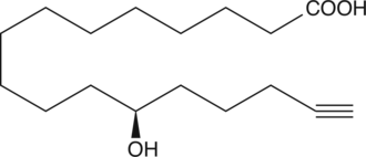 12(S)-hydroxy-16-Heptadecynoic acid is a mechanism-based inhibitor of CYP450 ω-hydroxylase.{1051} It inhibits prostaglandin ω-hydroxylase with a Ki value of 1.8 µM.{1051}