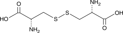 An oxidized dimeric form of cysteine; accumulates in the lysosomes of patients with cystinosis and is associated with renal Fanconi syndrome and loss of glomerular function