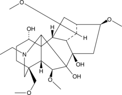 A diterpene alkaloid with diverse biological activities; inhibits binding of α-bungarotoxin to rat neuronal α7 nAChRs (IC50 = 19 µM); repellent against adult red flour beetles in a filter paper assay at 3 mg/ml; lowers systolic blood pressure in a rat model of left renal artery ligation-induced hypertension at 75 mg/kg