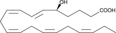 5(S)-HEPE is produced by 5-LO catalyzed oxidation of EPA. While the synthesis of 5(S)-HEPE from EPA by tissue homogenates has been demonstrated