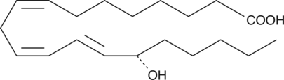 15(S)-HETrE is the hydroxy-trienoic acid resulting from 15-lipoxygenation of DGLA. It is an inhibitor of 5-LO in human PMNL with an IC50 value of 4.6 µM.{2692} In RBL cells