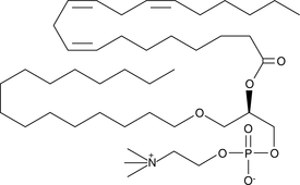 Dihomo-γ-linolenoyl PAF C-16 is a PAF analog which contains dihomo-γ-linolenoate at the sn-2 position rather than the acetate moiety found in PAF C-16. The biological activities of dihomo-γ-linolenoyl PAF C-16 are not known at present