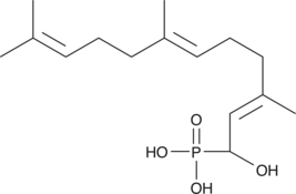α-hydroxy Farnesyl phosphonic acid is a nonhydrolyzable analog of farnesyl pyrophosphate which acts as a competitive inhibitor of farnesyl transferase (FTase).{1199