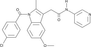 N-3PyIA is one of several aromatic amides of indomethacin reported to be potent and selective reversible inhibitors of COX-2.{8243} N-3PyIA selectively inhibits human recombinant COX-2 with an IC50 of 52 nM. It is about 1