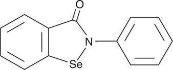 Ebselen acts as a glutathione peroxidase mimic and is an excellent scavenger of peroxynitrite with a rate constant of 2 x 106 M−1s−1.{3859} The glutathione peroxidase-like activity of ebselen inhibits cyclooxygenase and lipoxygenases at micromolar concentrations.{1057